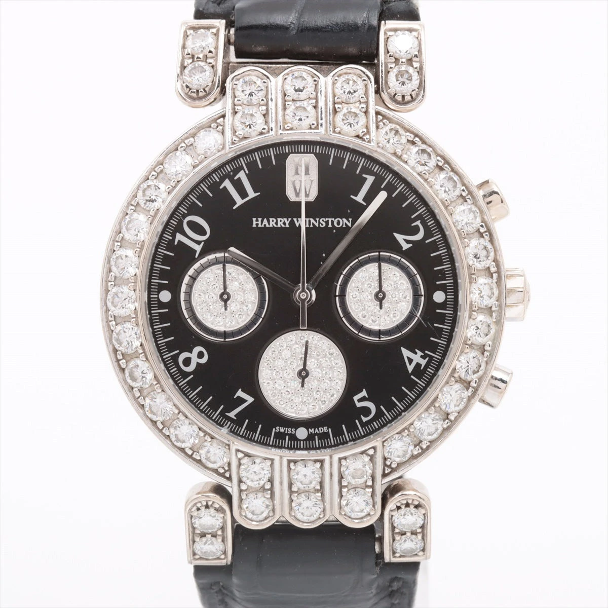 ハリーウィンストン プルミエール 200MCQ37W 750×革 AT 黒文字盤