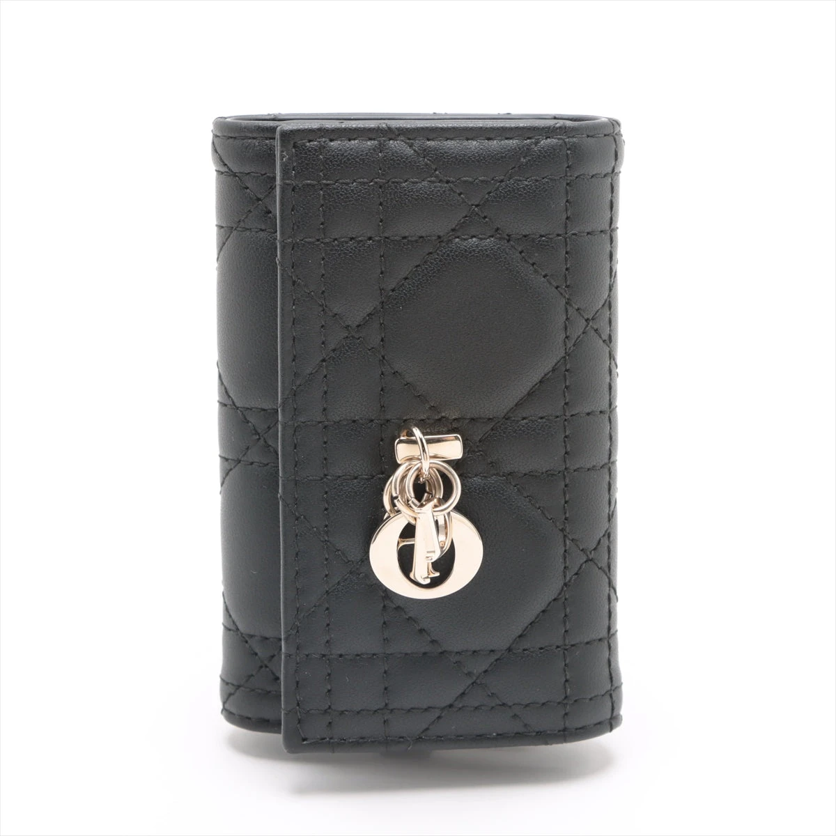 DIOR 【日本限定】キーケース カナージュラムスキン 黒 ゴールド