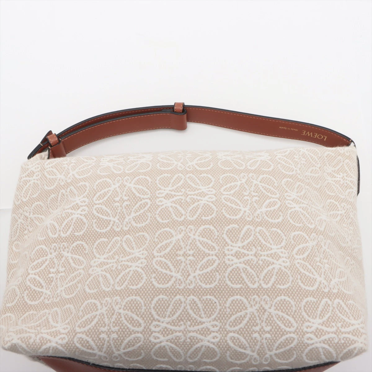 ロエベ リピートアナグラム キュービィ キャンバス×レザー ショルダー  