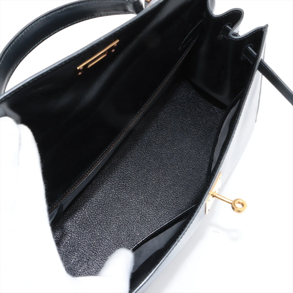 エルメスグローブゴールドカデナ19センチブラック HERMES エルメス ケリー グローブ カデナチャーム 手袋 サイズ