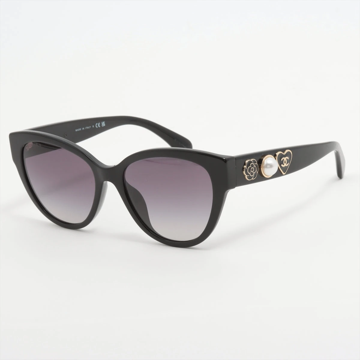 シャネル 5477-A ココマーク カメリア サングラス GP×フェイクパール