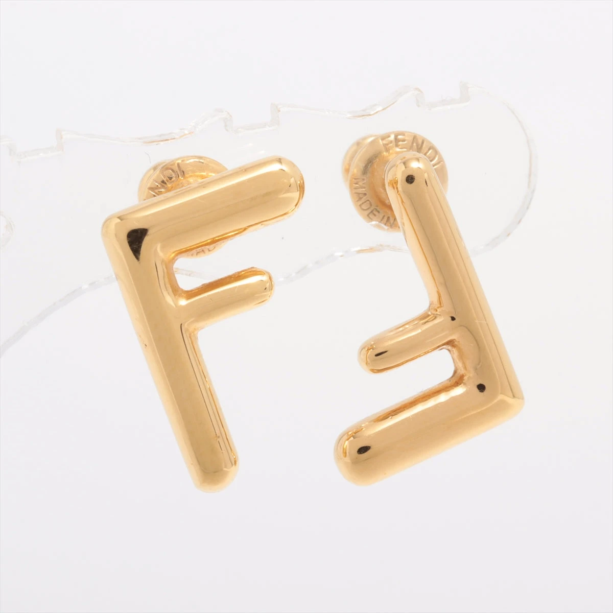フェンディ FFロゴ ピアス(両耳用) GP×ラインストーン ゴールド