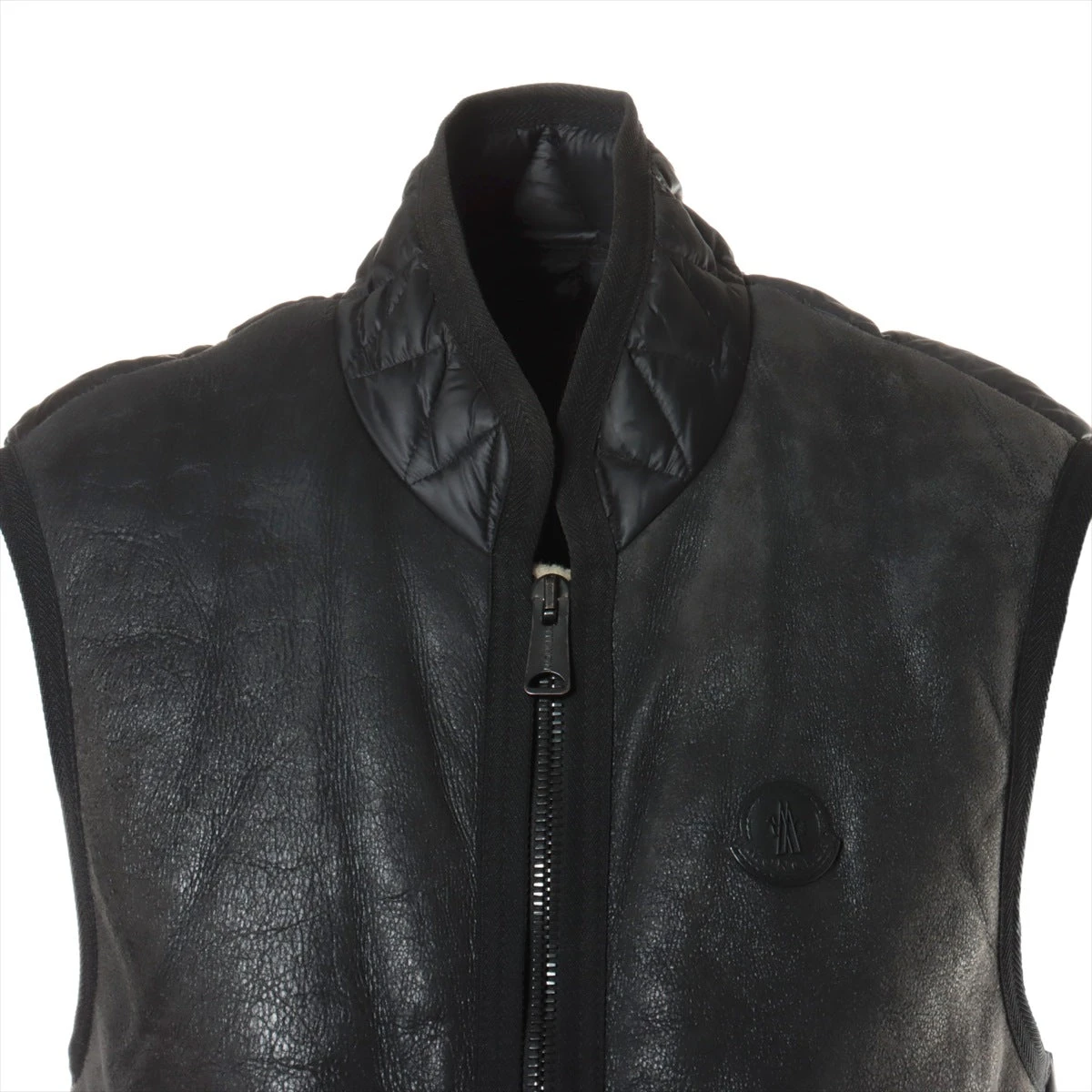 モンクレール BRICE 17年 ナイロン×レザー ダウンベスト 5 メンズ