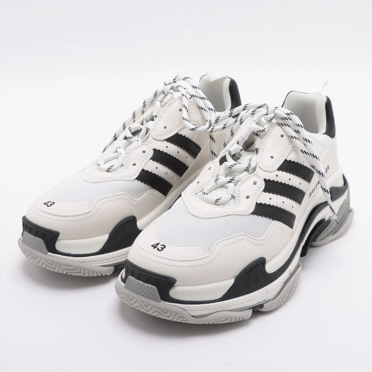 バレンシアガ×アディダス トリプルS メッシュ×レザー スニーカー