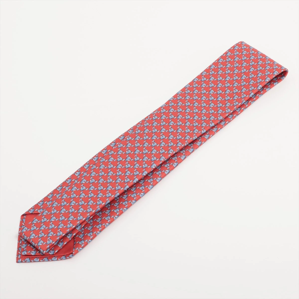 エルメス ネクタイ シルク レッド CHEVAL AU BAR VM014882｜中古