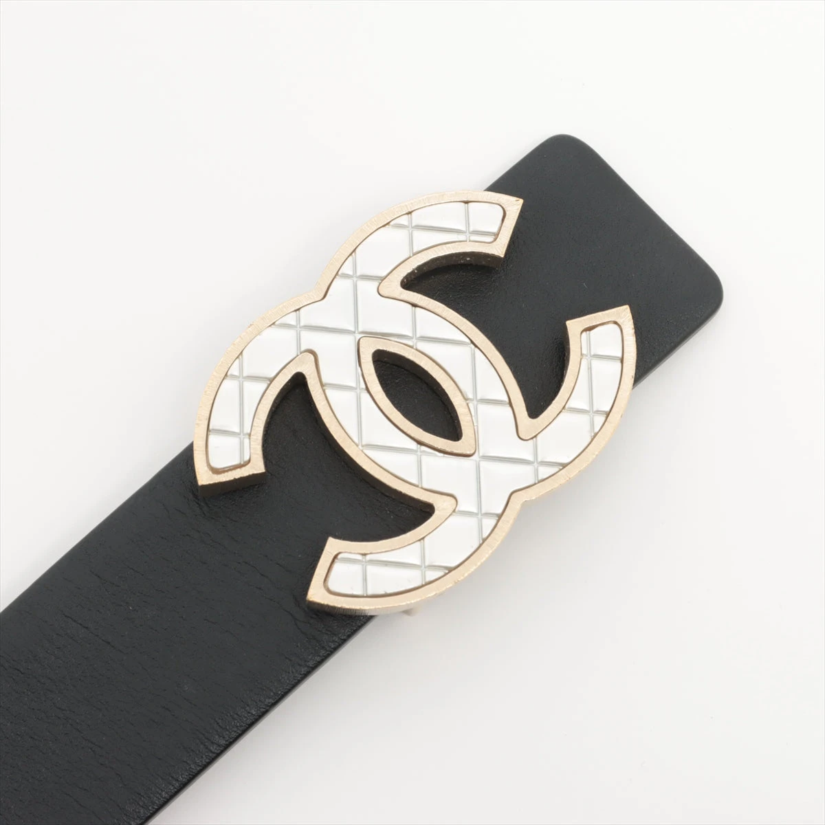 シャネル ココマーク マトラッセ B16 ベルト 75/30 GP×革 ブラック