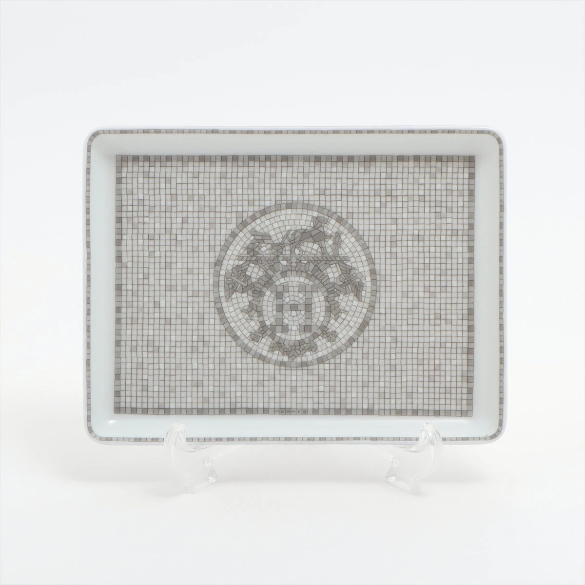 エルメス モザイク ヴァンキャトル プレート 陶器 グレー A2395877