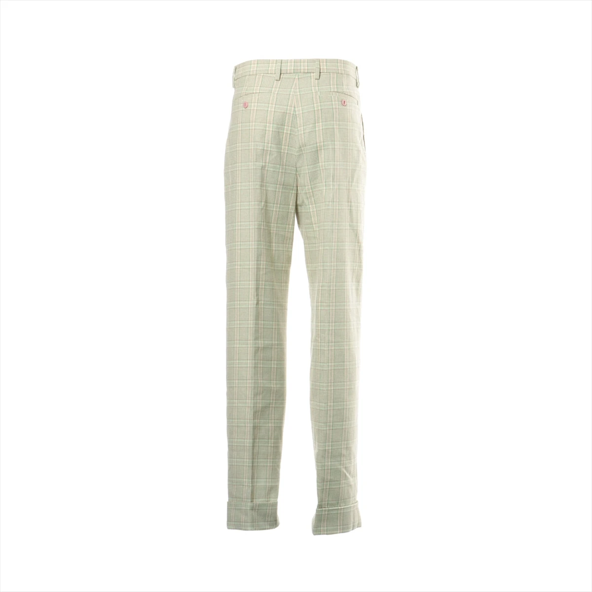 グッチ 21AW ウール×ナイロン パンツ 46 ベージュ×グリーン