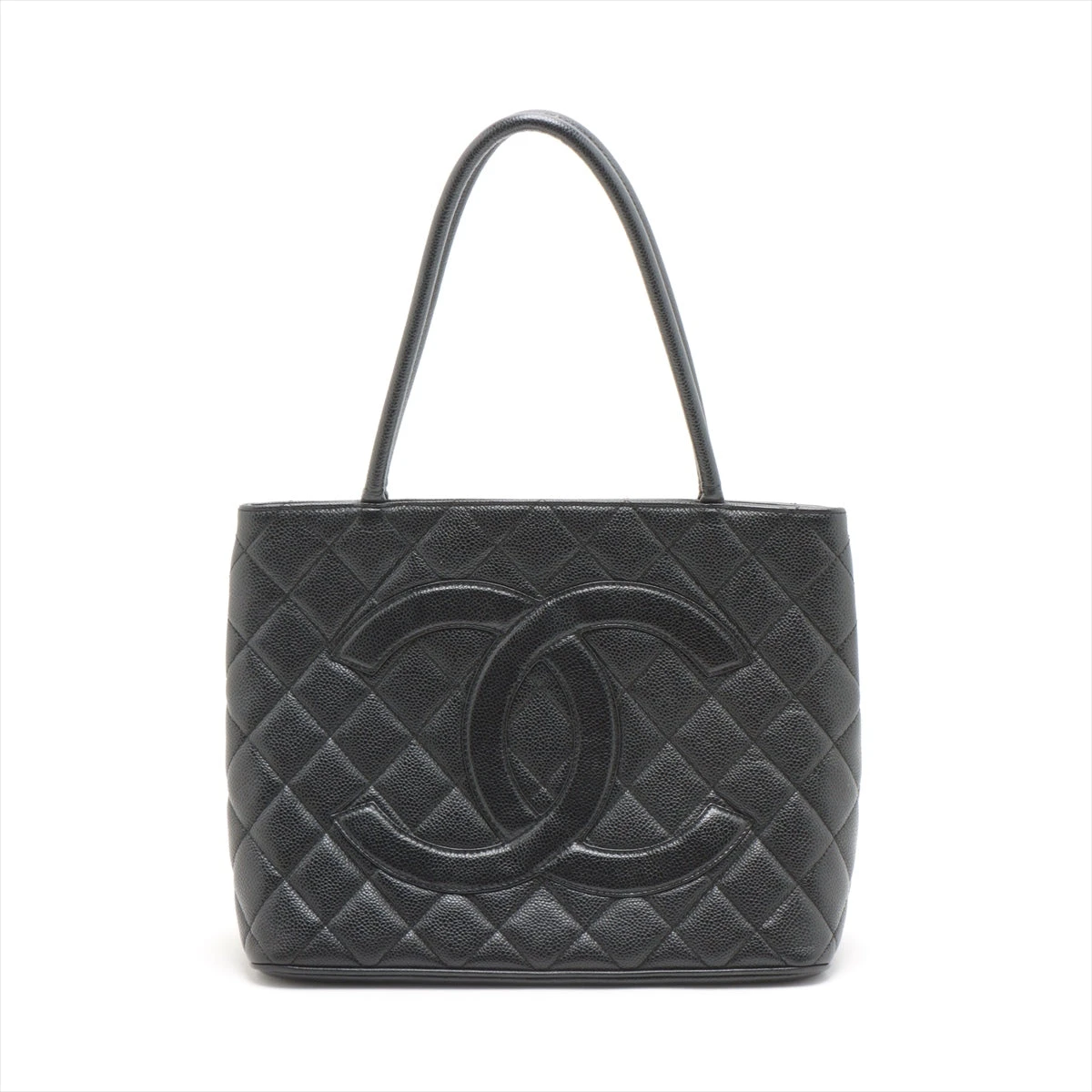 CHANEL トートバッグ ブラック シャネル 復刻 キャビアスキン トートバッグ ブラック シルバー
