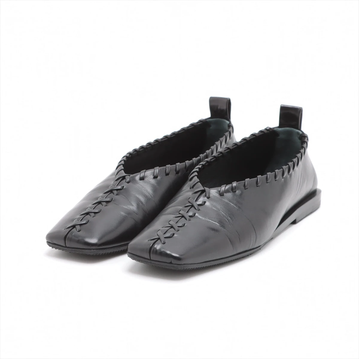 ジルサンダー レザー フラットパンプス 36 レディース ブラック