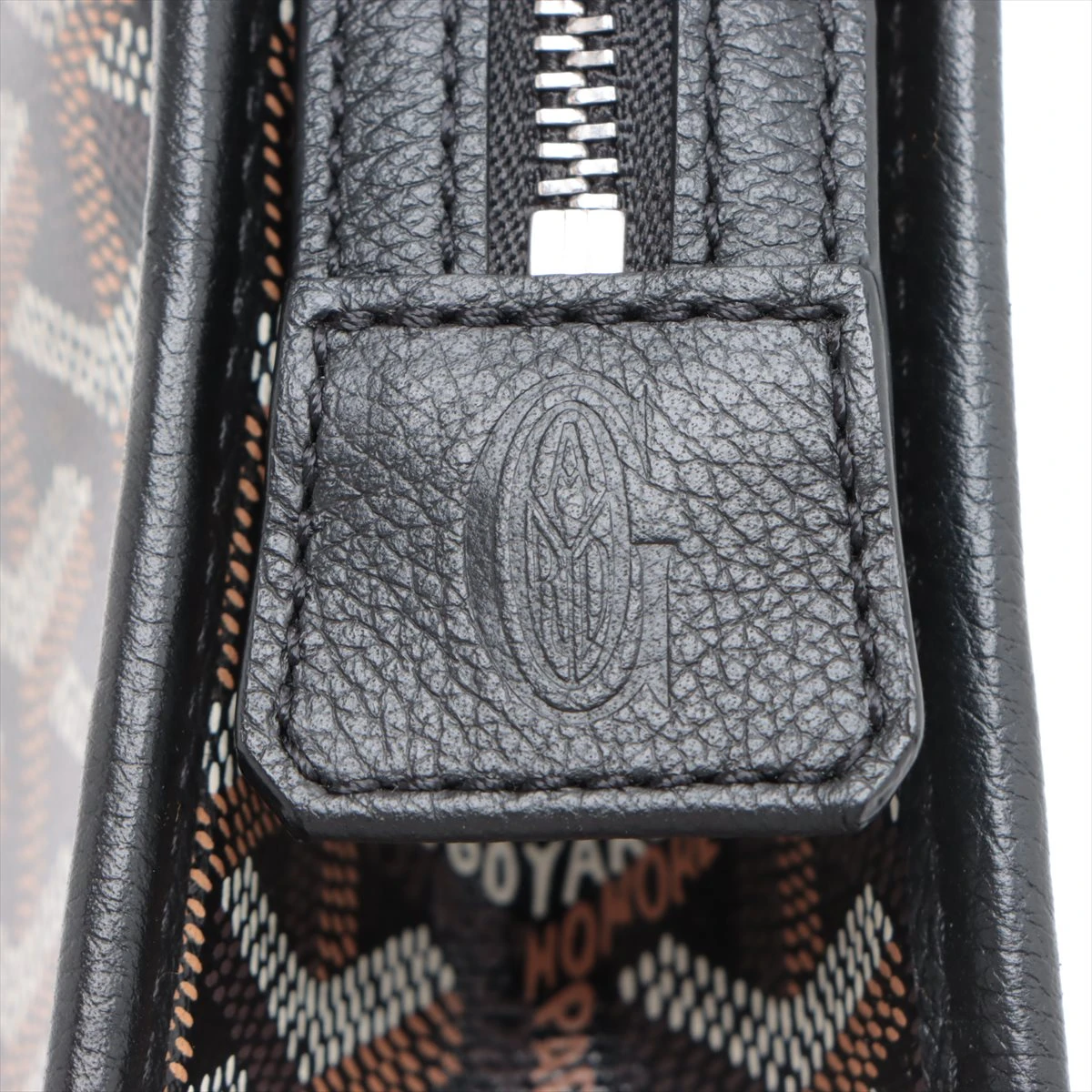 ゴヤール PVC×レザー セカンドバッグ ブラック×ブラウン AP045052