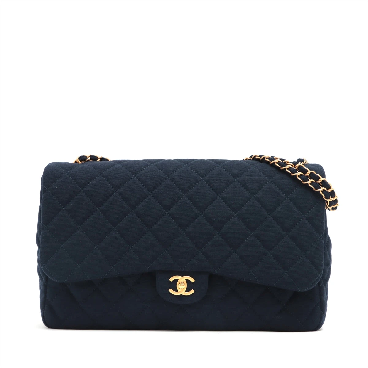 シャネル デカマトラッセ コットン シングルフラップ ダブルチェーン