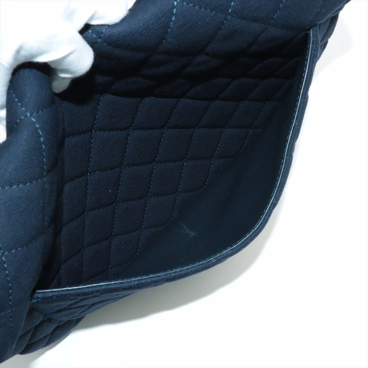 シャネル デカマトラッセ コットン シングルフラップ ダブルチェーン