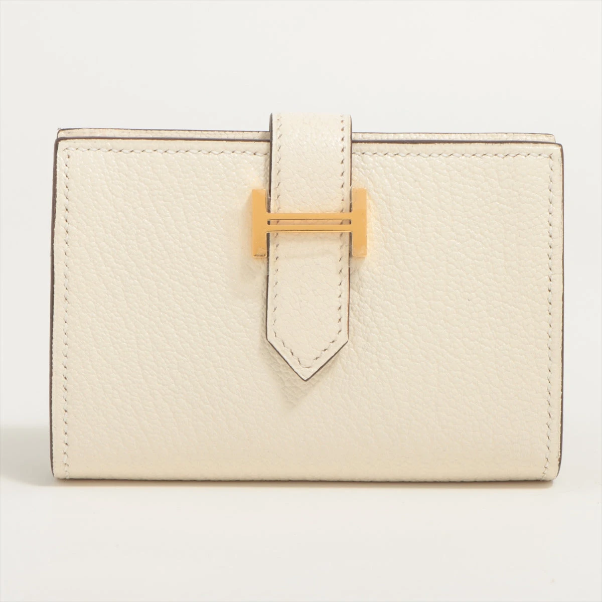 HERMES ほぼ未使用　ベアンミニ　エトゥープ　ゴールド金具　シェーブル エルメス ベアンミニ シェーブル コインケース ナタ ゴールド金具 U