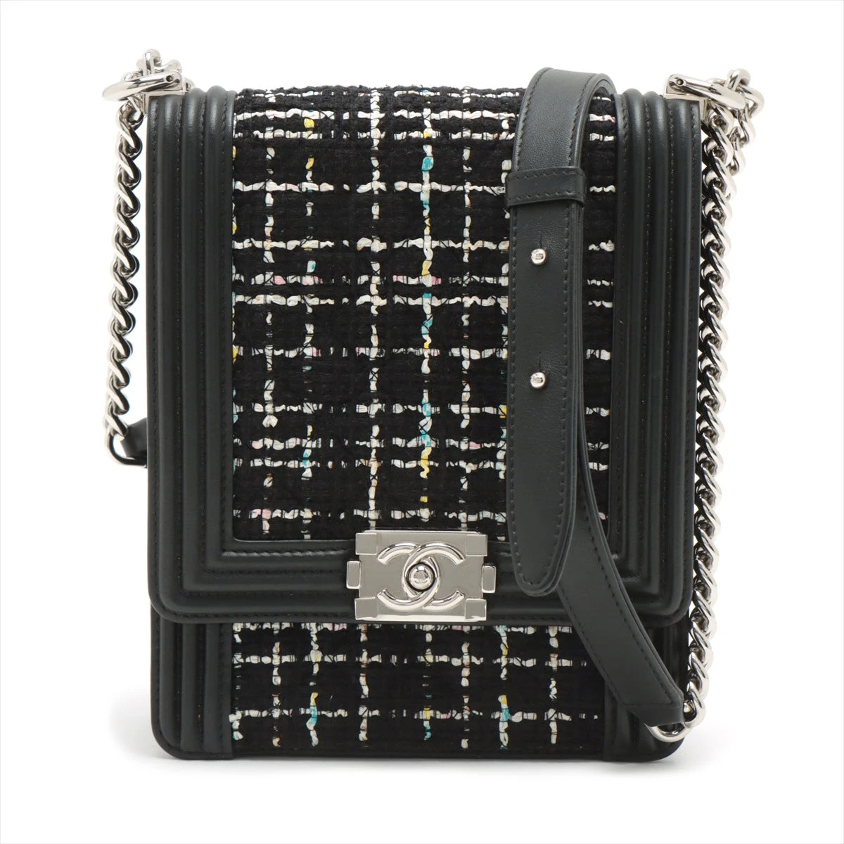 希少 CHANEL ボーイシャネル ツイード スエード Wチェーンショルダー シャネル ボーイシャネル ツイード×レザー チェーンショルダー