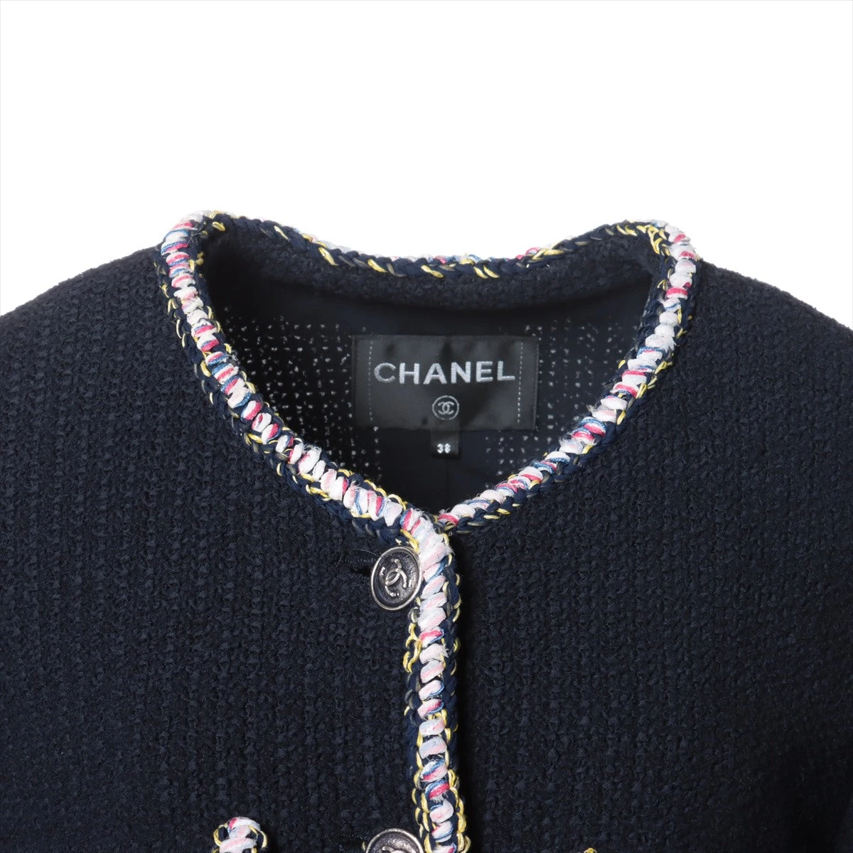 シャネル ココボタン 21P コットン×レーヨン ノーカラー