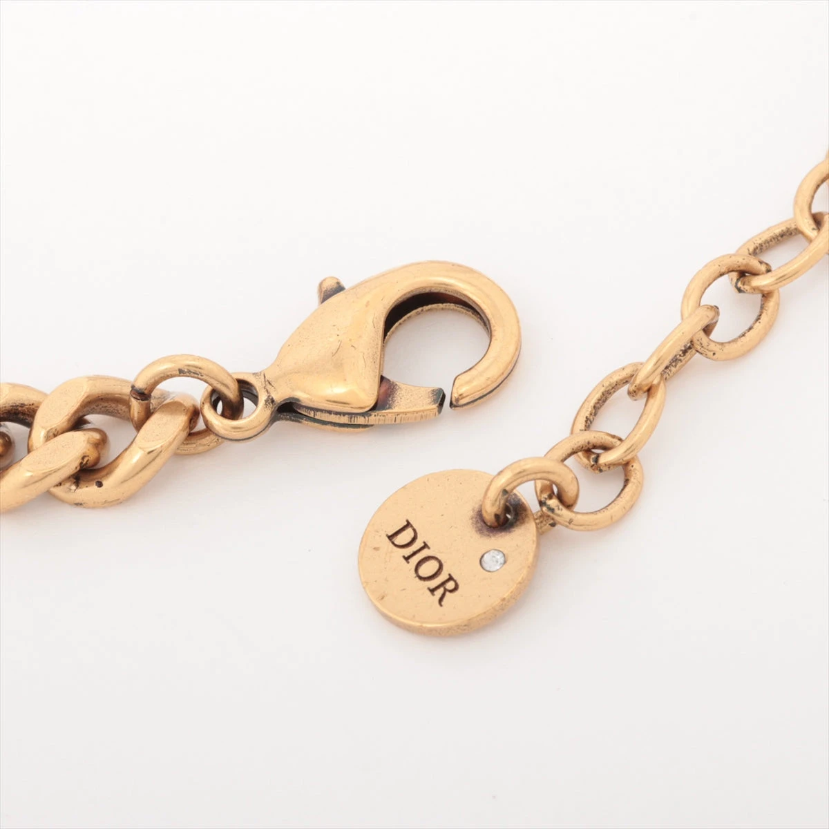 ［美品］ディオール　リーフビジュ　ロゴブレスレット　ラインストーン　ゴールド Dior ディオール CDロゴ ブレスレット ゴールド ラインストーン