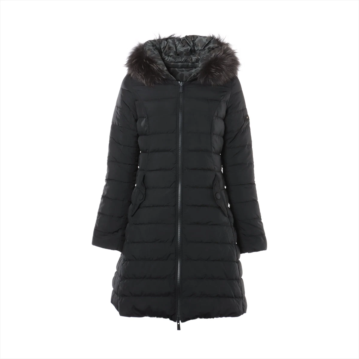 タトラス リバーシブルダウンコート Aライン フード ファー 02 ブラック