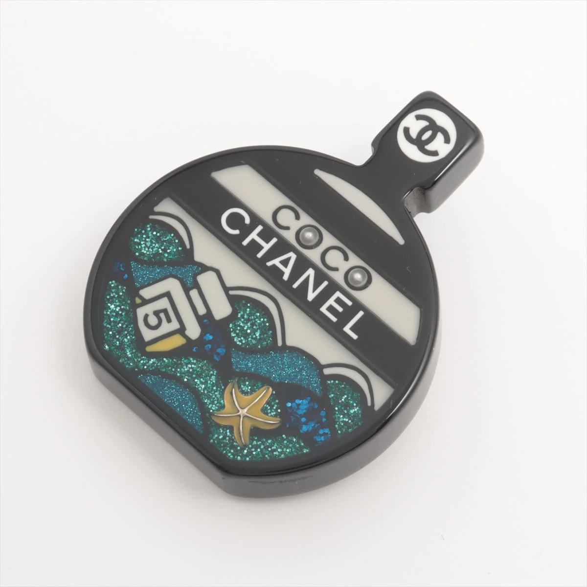 CHANEL GP ブローチ シャネル 18S ブローチ GP×レジン ブラック AP056096｜中古