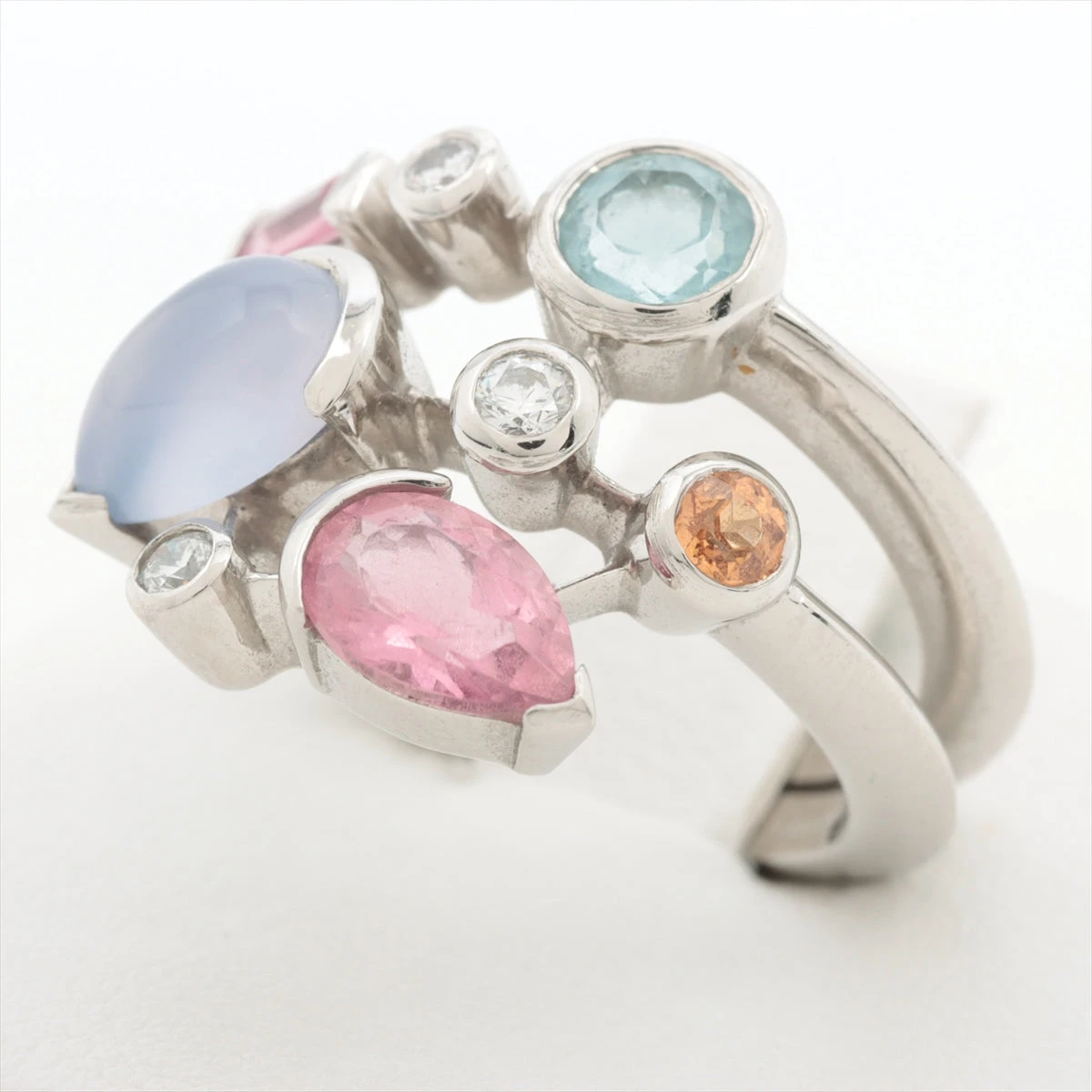 カルティエ メリメロ 色石 ダイヤ リング Pt950 13.0g 52 A2524384