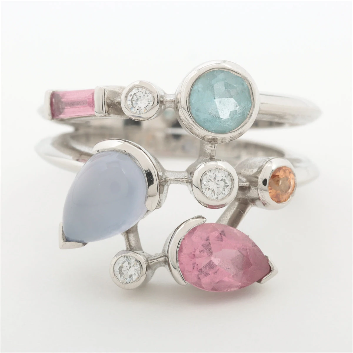 カルティエ メリメロ 色石 ダイヤ リング Pt950 13.0g 52 A2524384