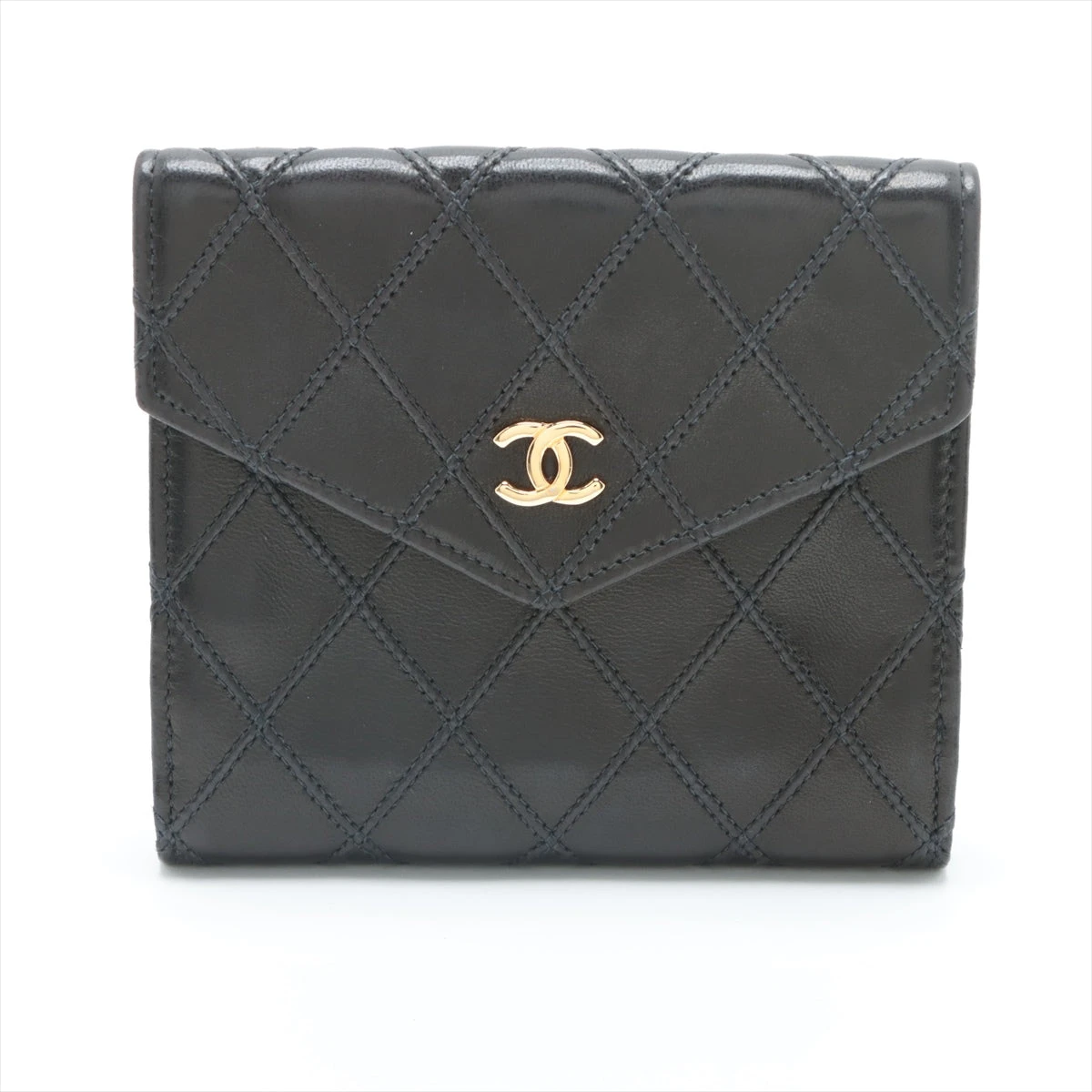 CHANEL シャネル ビコローレ 二つ折り財布 レザー ブラック CHANEL シャネル 二つ折り 財布 レディース メンズ オールド