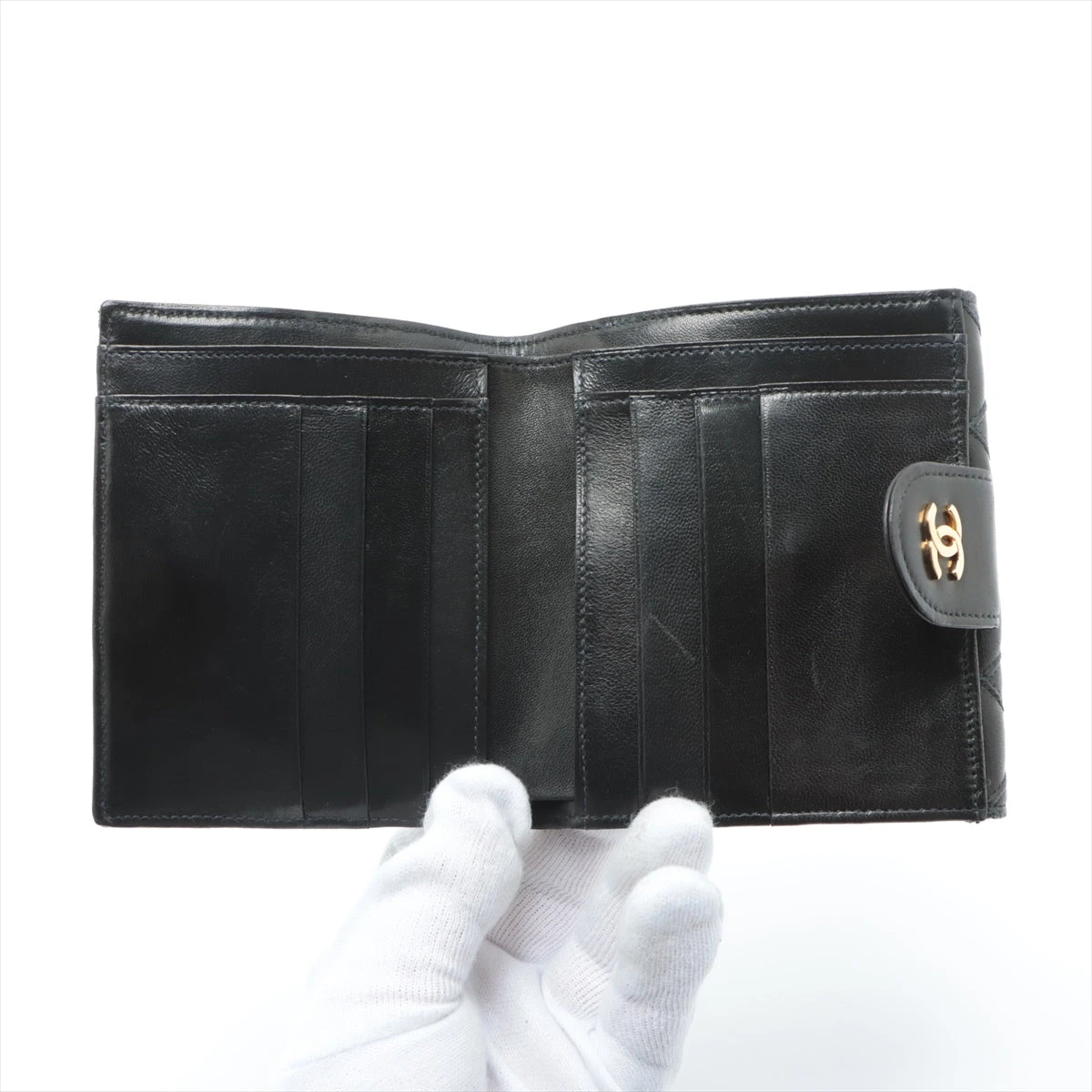 シャネル ビコローレ レザー 財布 ブラック ゴールド金具 2番台 