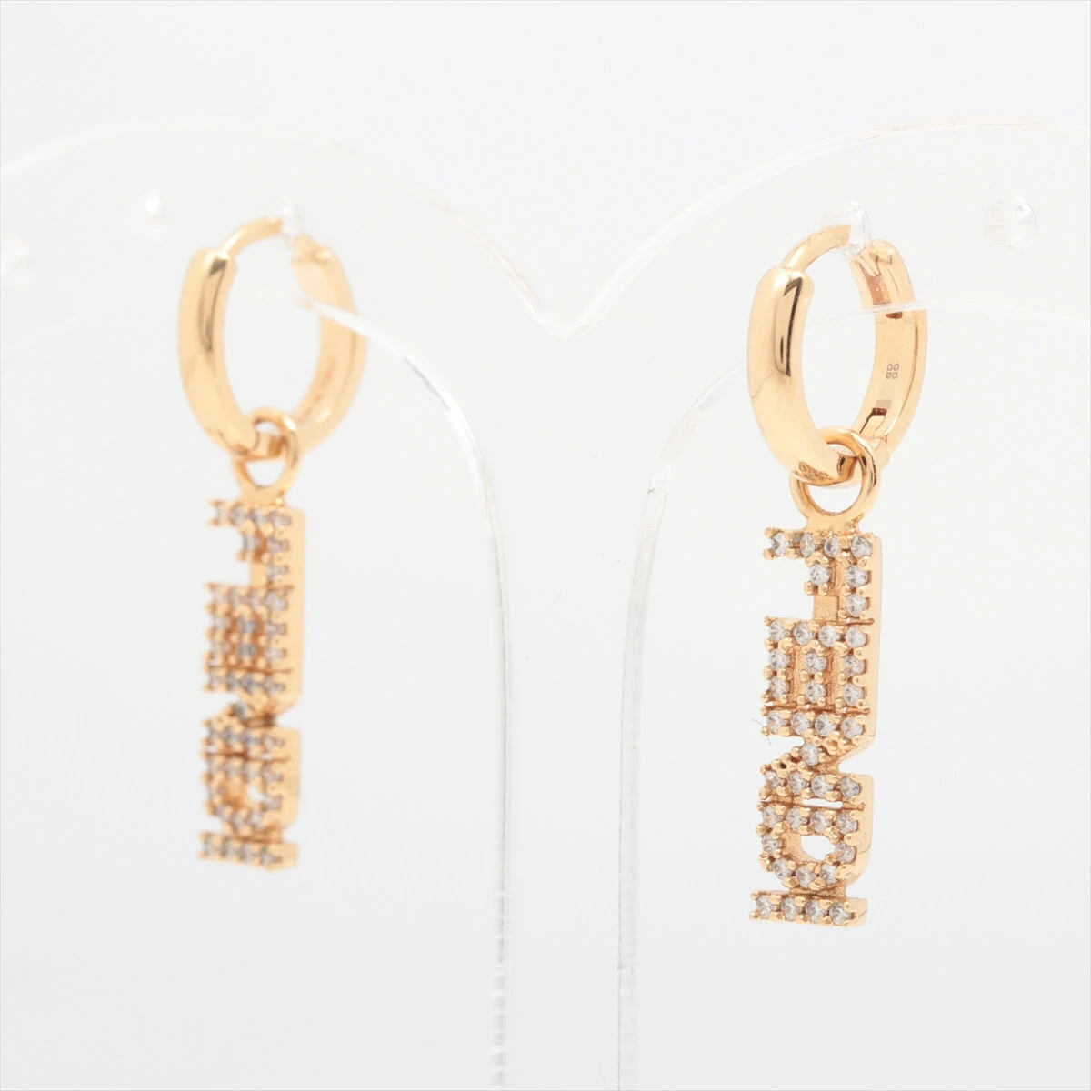 フェンディ ピアス ロゴ ゴールド ラインストーン