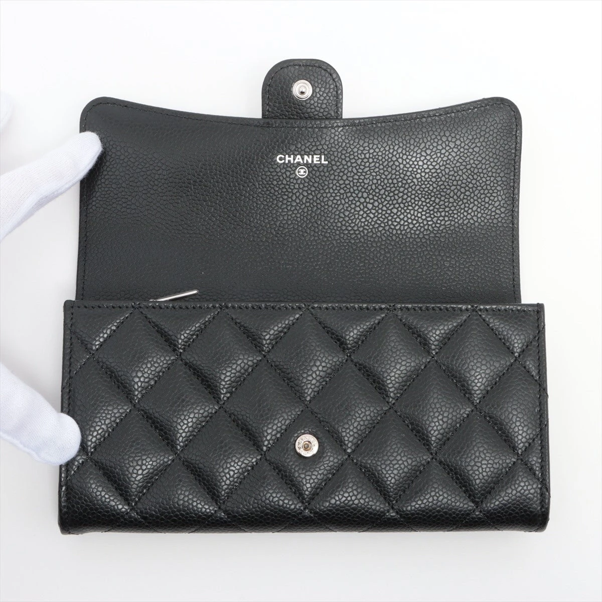 CHANEL - 美品 シャネル ラムスキン マトラッセ 長財布 ブラック