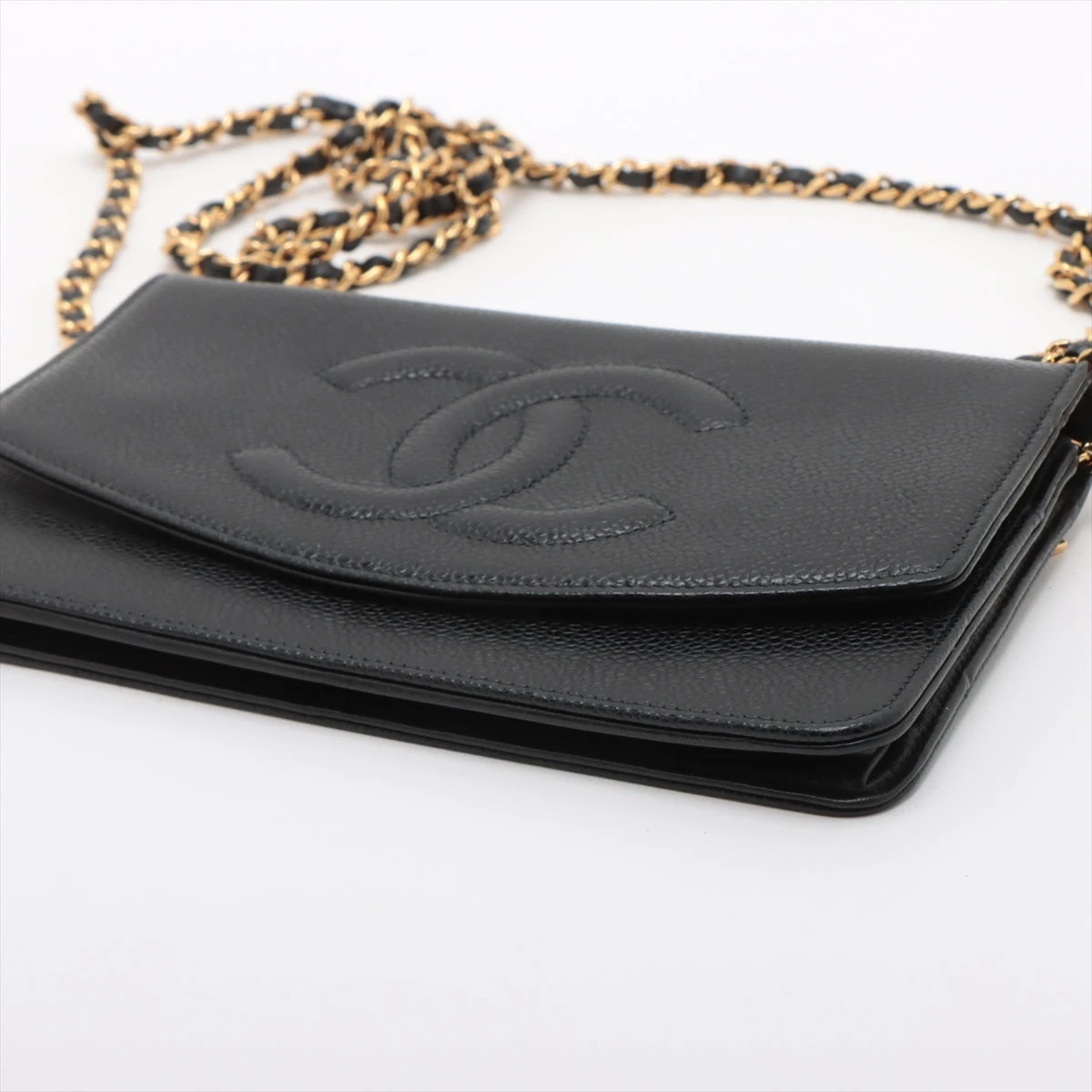 ブラックキャビア woc チェーンウォレット シャネル チェーンウォレット キャビアスキン ブラック - ブランド品