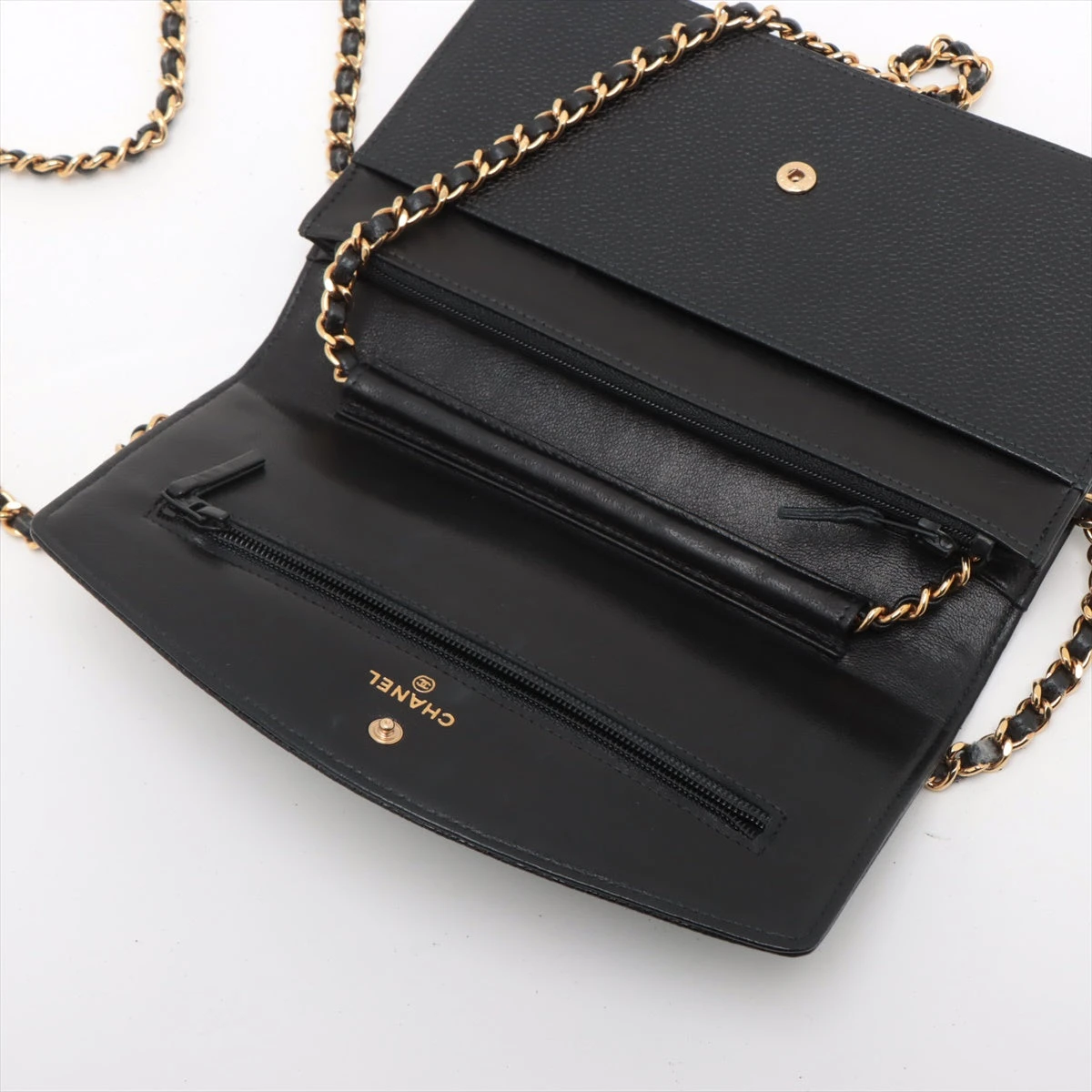 シャネル ココマーク キャビアスキン チェーンウォレット ブラック