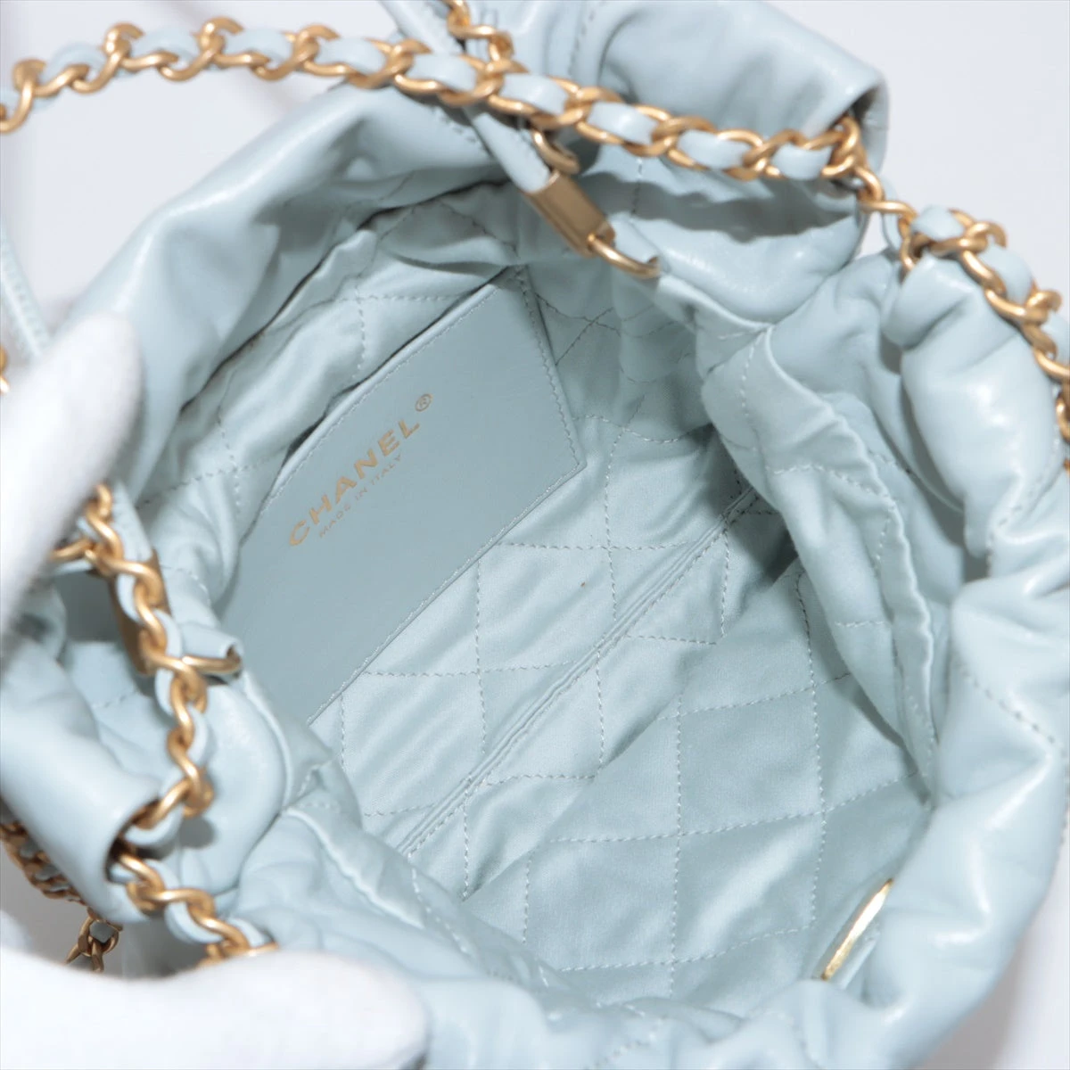 シャネル CHANEL22 ミニサイズ グレー/S金具 シャネル シャネル22ミニ カーフスキン チェーンショルダー