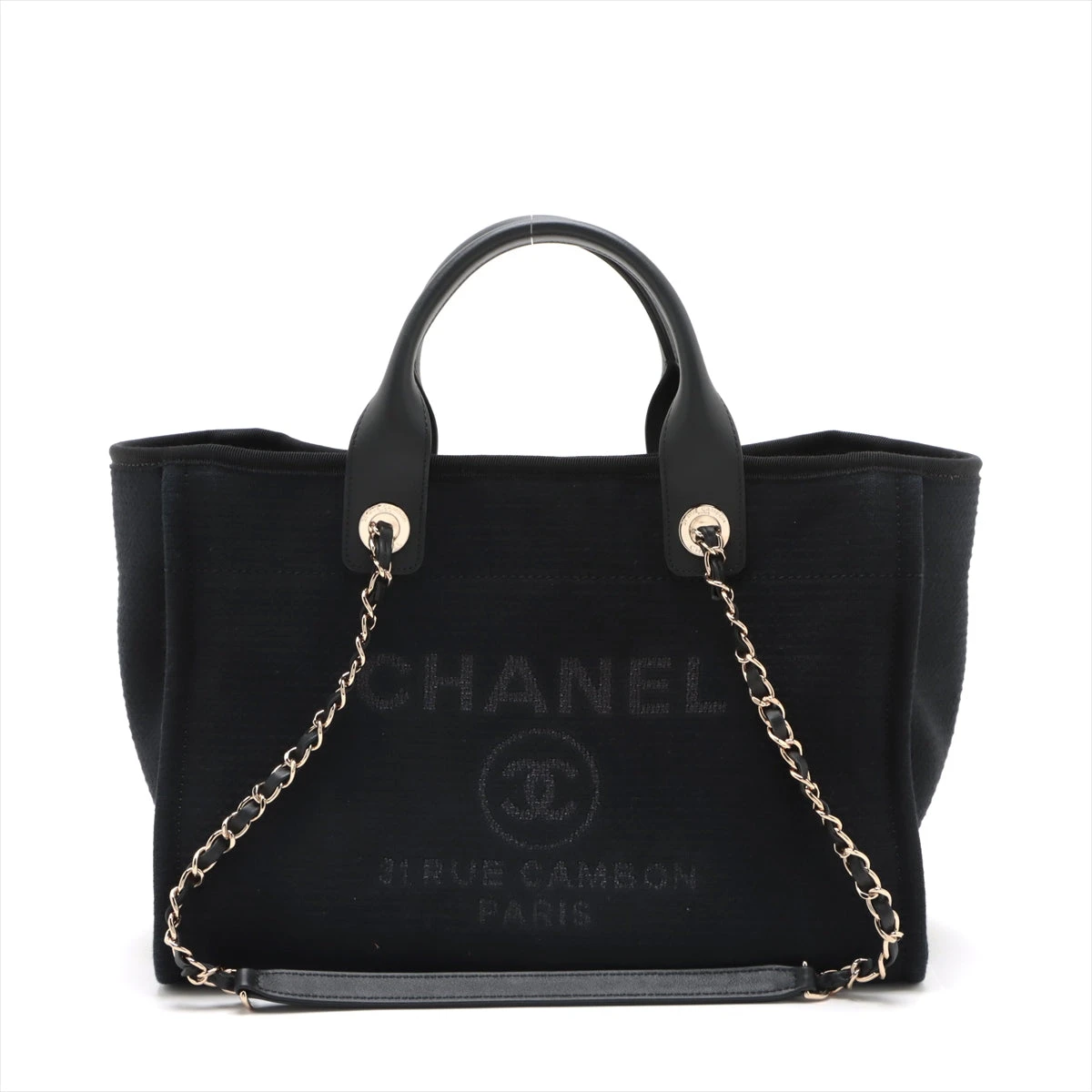 シャネル CHANEL チェーン トートバッグ ブラック 黒 キャンバス
