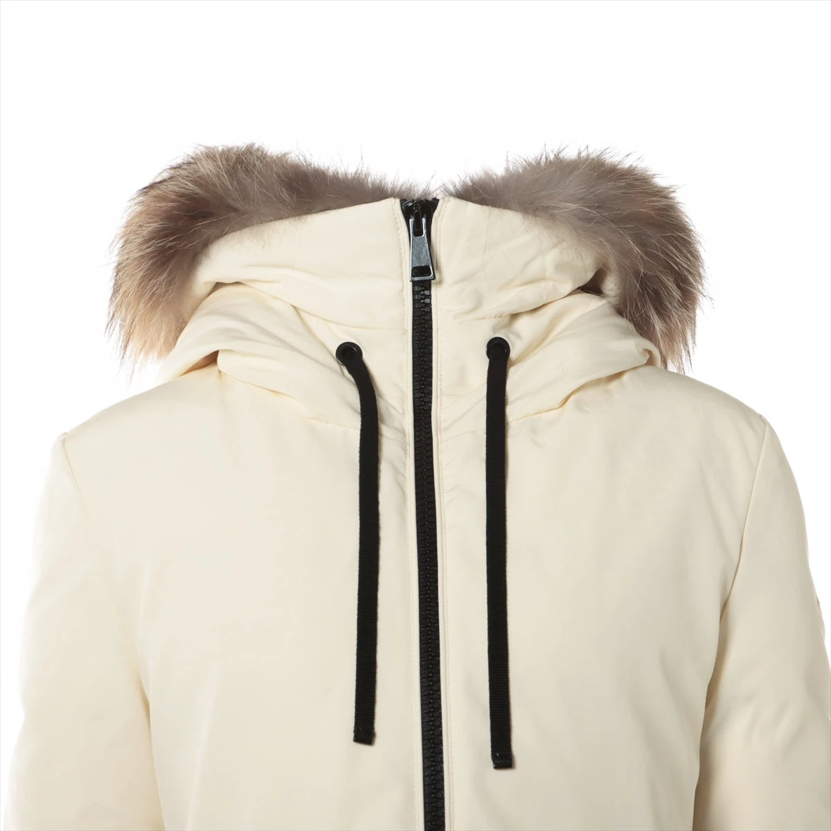 モンクレール 18年 コットン×ポリエステル ダウンコート 5 レディース ネイビー BERNACHE ファー取り外し可