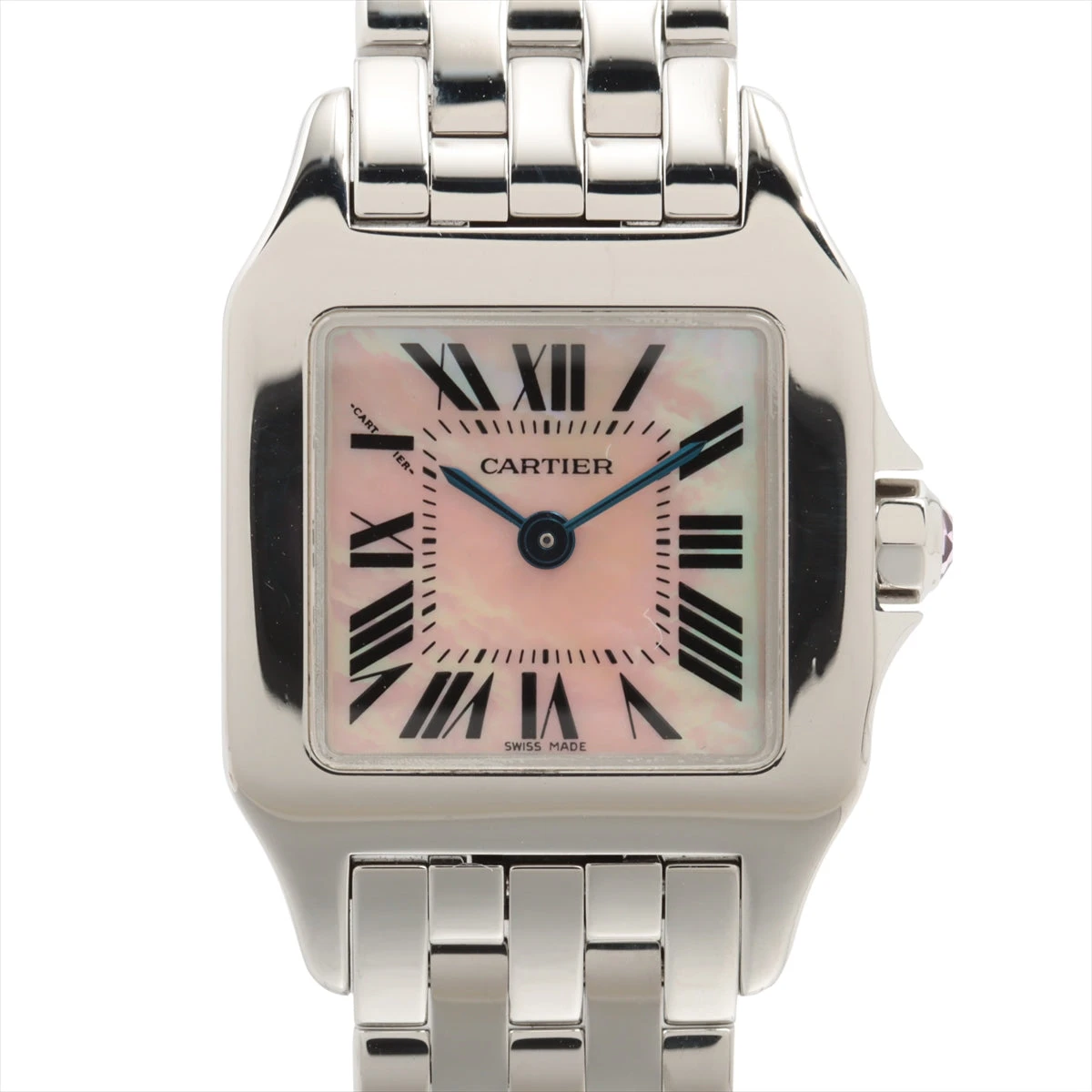 【鑑別書付き】カルティエ 腕時計 サントスドゥモワゼル SM ピンクシェル 鑑別書付き】カルティエ 腕時計 サントスドゥモワゼル SM ピンク
