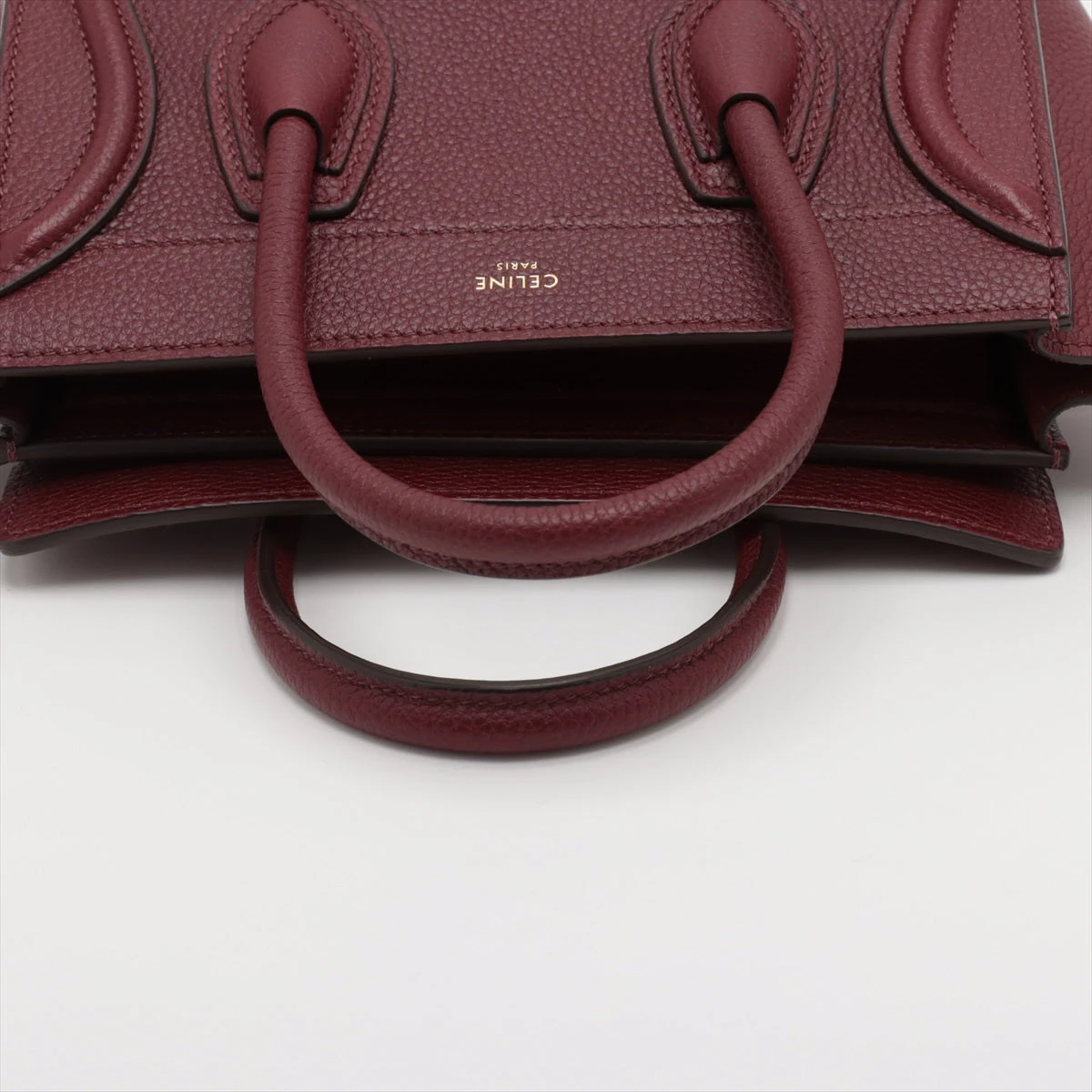 セリーヌ ラゲージ ナノショッパー レザー 2WAYハンドバッグ ボルドー