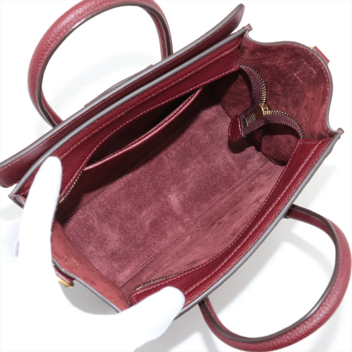 セリーヌ ラゲージ ナノショッパー レザー 2WAYハンドバッグ ボルドー