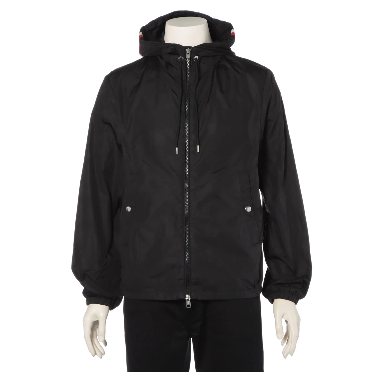 モンクレール GRIMPEURS ナイロンジャケット トリコロール サイズ5 黒 MONCLER (モンクレール) 撥水 フードトリコロールライン ナイロン