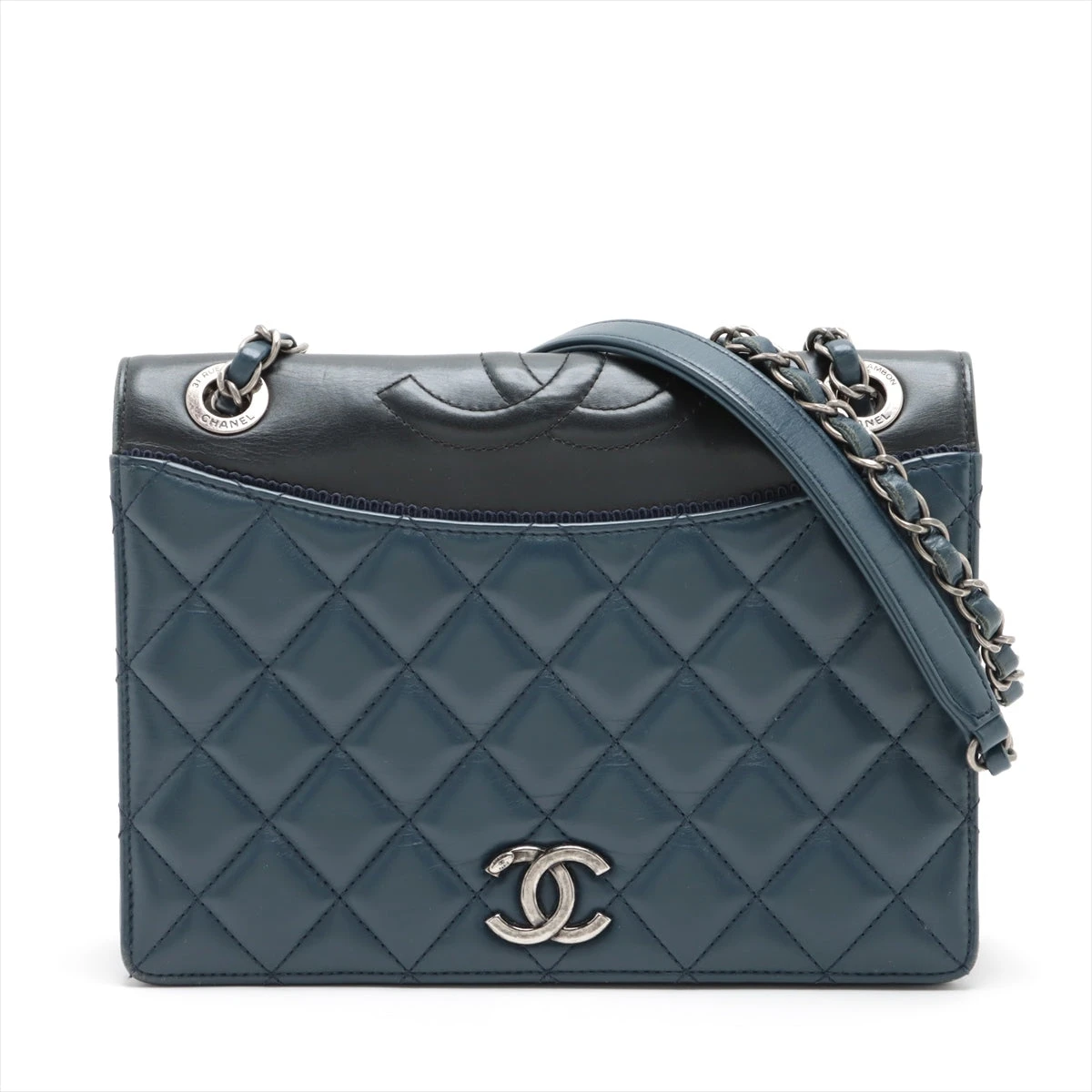 シャネル マトラッセ ラムスキン チェーンショルダーバッグ ネイビー  