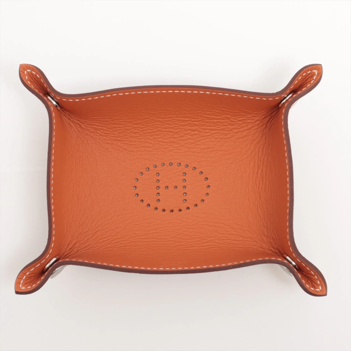 エルメス ヴィドポッシュブラウン オレンジ シルバー金具 レザートレー