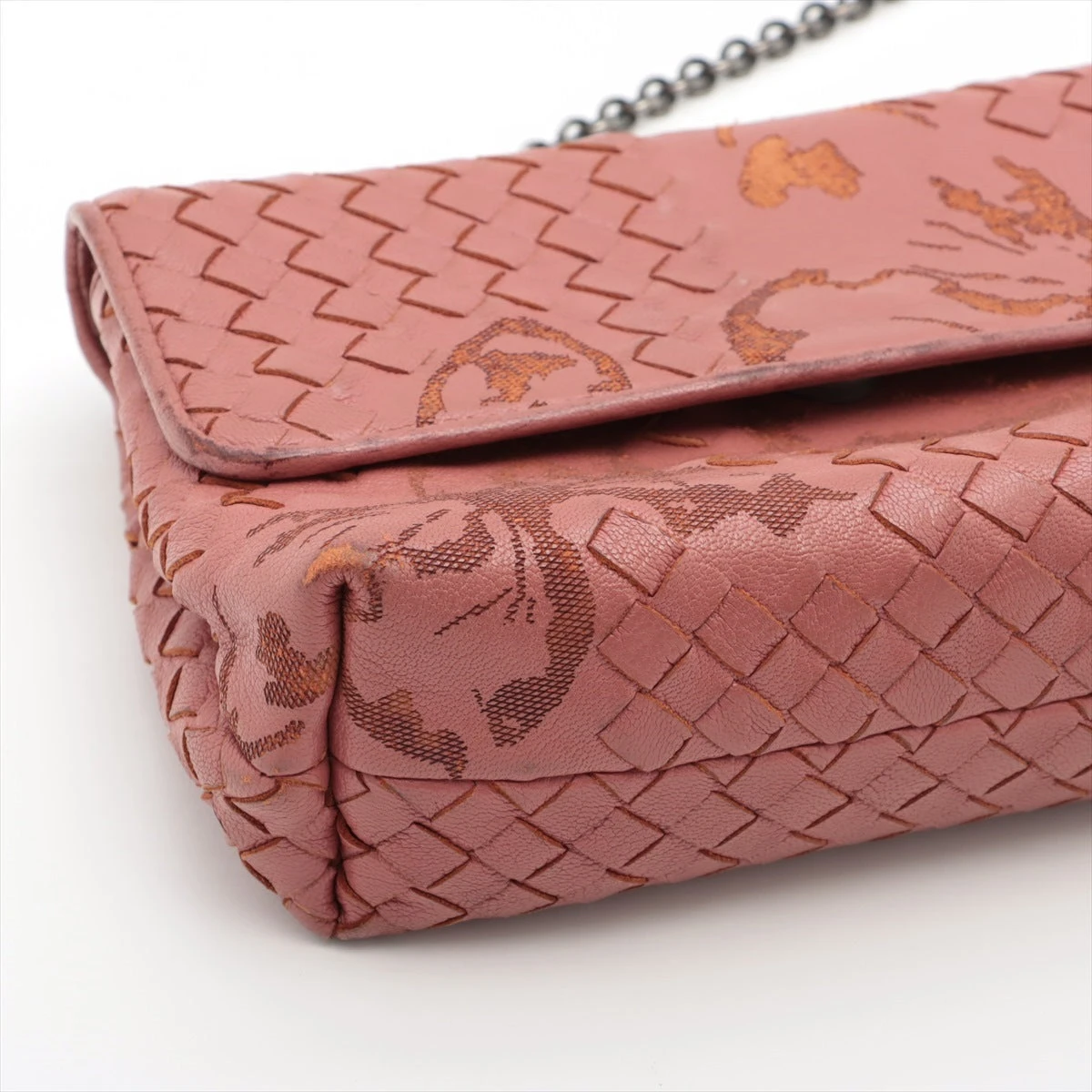 ボッテガヴェネタ イントレチャート レザー チェーンショルダーバッグ