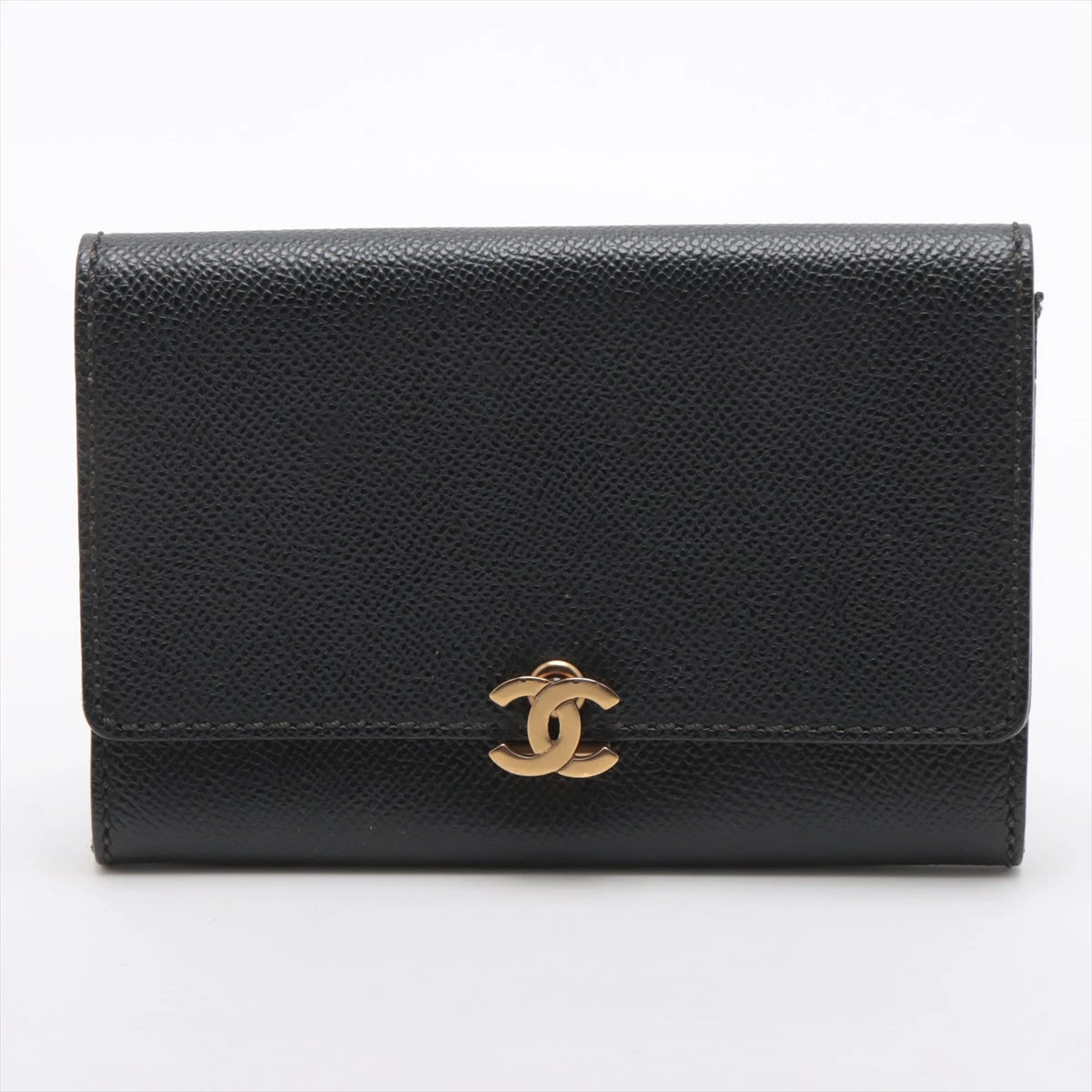 シャネル ココマーク キャビアスキン 財布 ブラック ゴールド金具 5  