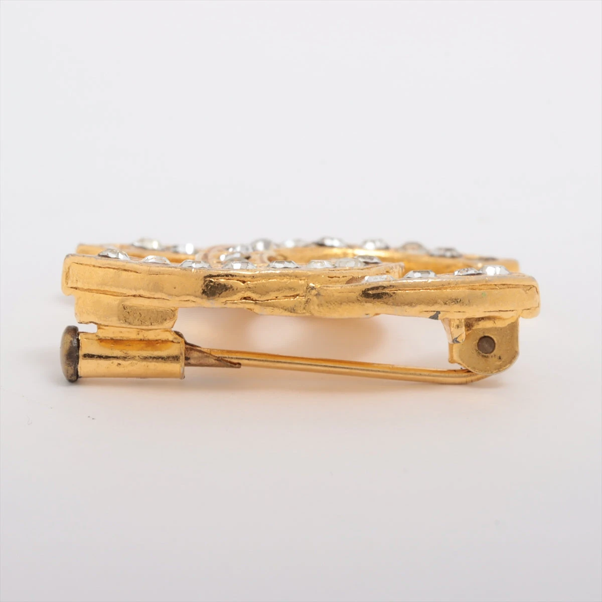 ココマーク ブローチ GP×ラインストーン×フェイクパール ゴールド シャネル ココマーク F19V ブローチ GP×ラインストーン×フェイク