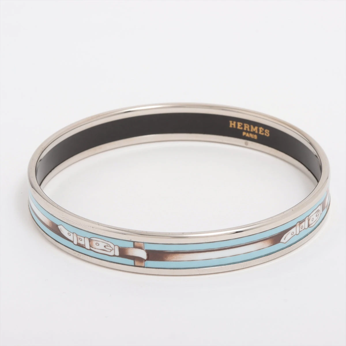 HERMES エルメス ブレスレット バングルエマイユPM シルバー×ホワイト