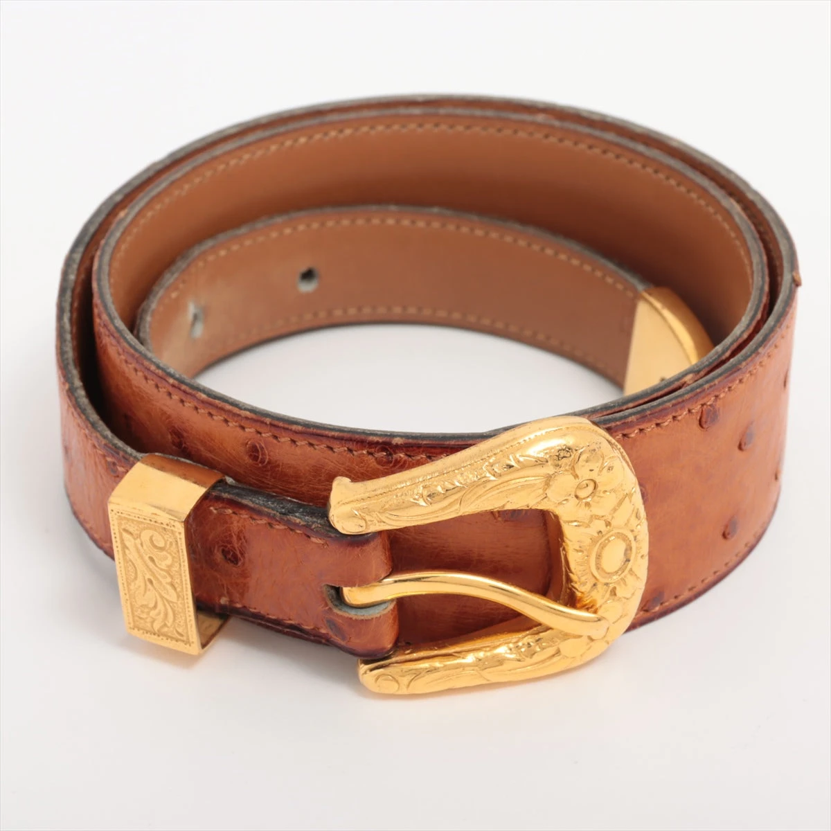 エルメス 刻印不鮮明 ベルト 70 オーストリッチ ブラウン TW020151