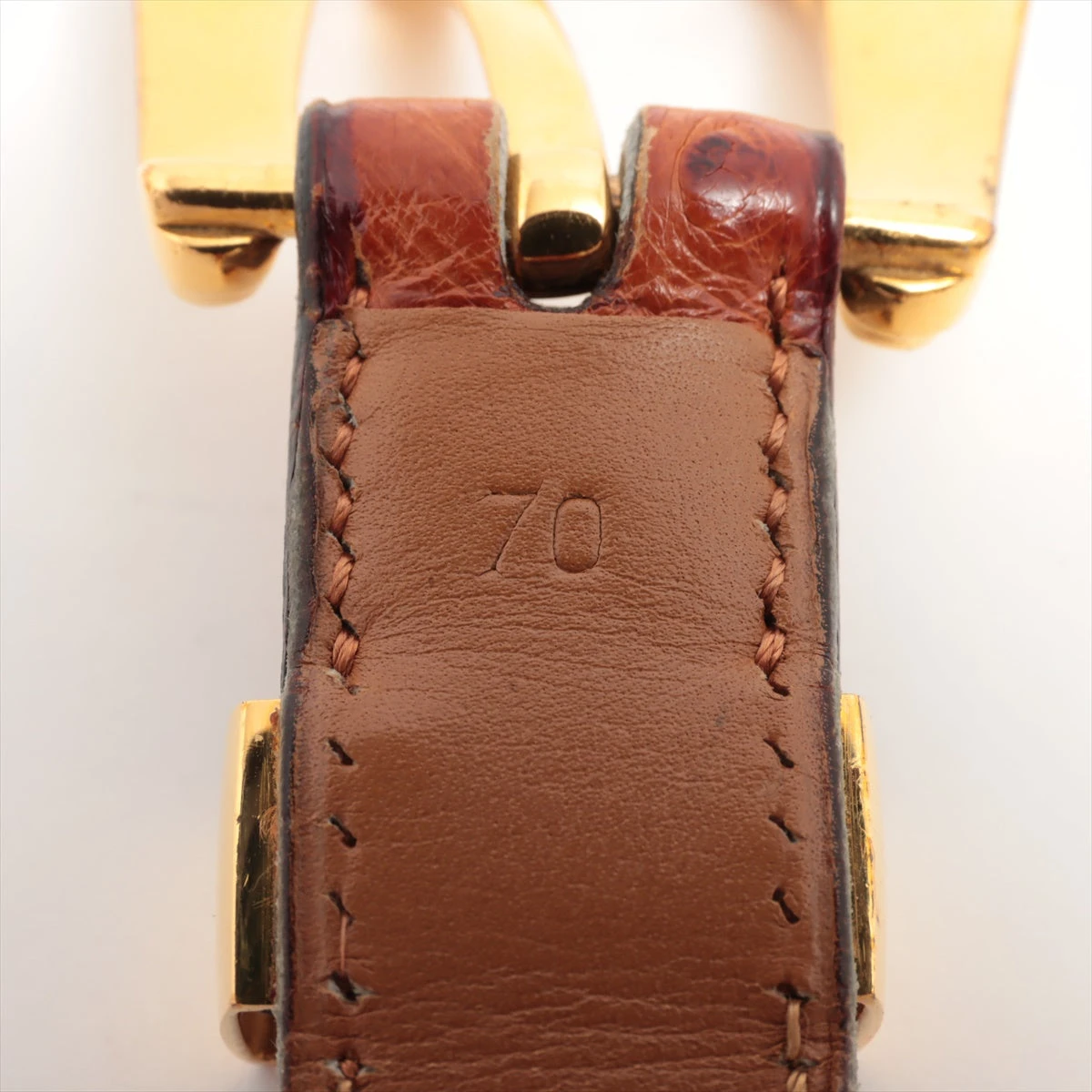 エルメス 刻印不鮮明 ベルト 70 オーストリッチ ブラウン TW020151