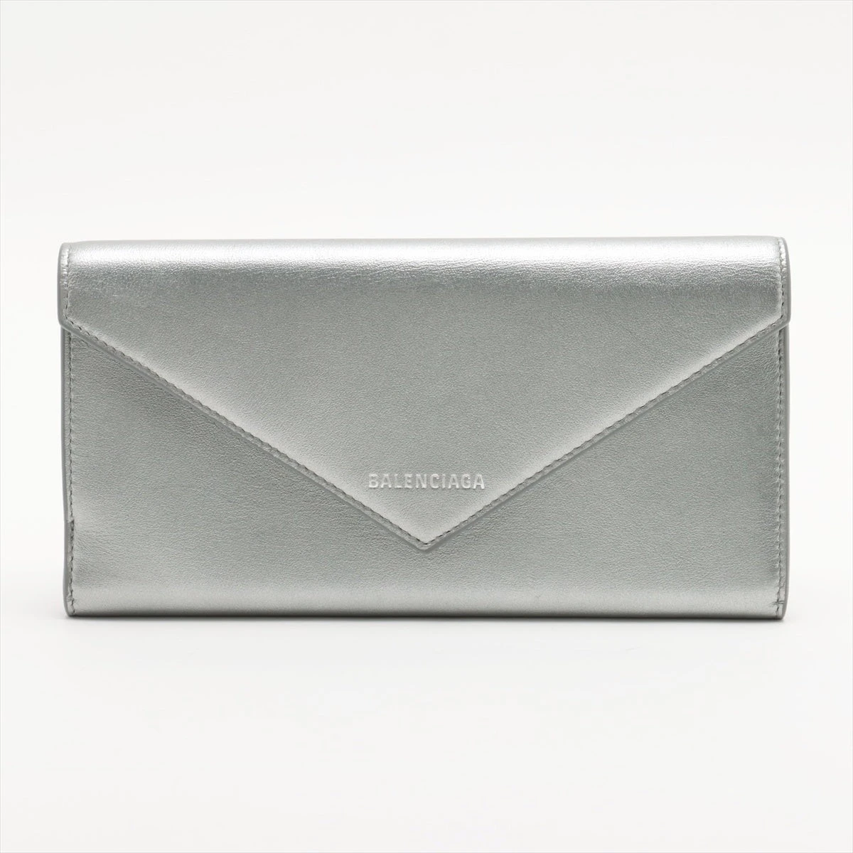 美品 BALENCIAGA ペーパー ウォレット 長財布 シルバー バレンシアガ ペーパー｜シルバー(銀)｜中古ブランド品