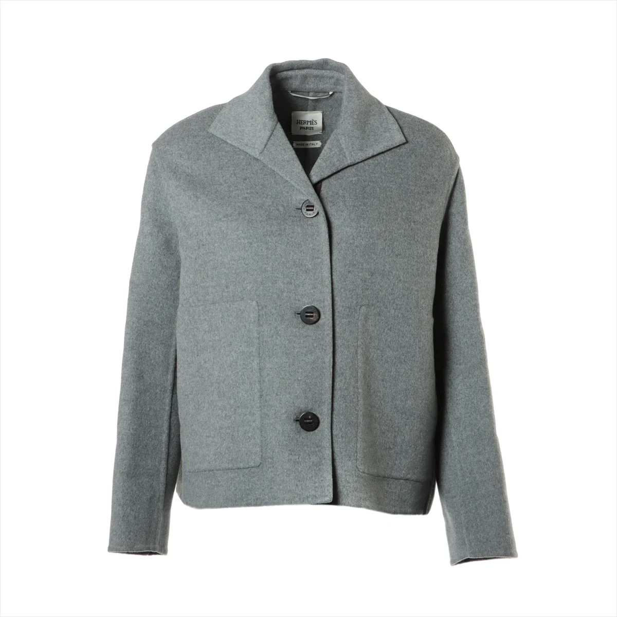エルメス 20AW カシミヤ ショートコート 34 レディース グレー