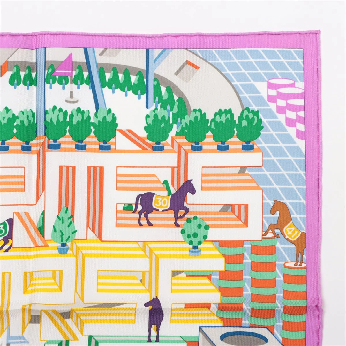 エルメス カレ45 ガヴロッシュ Horse Club Detail スカーフ シルク