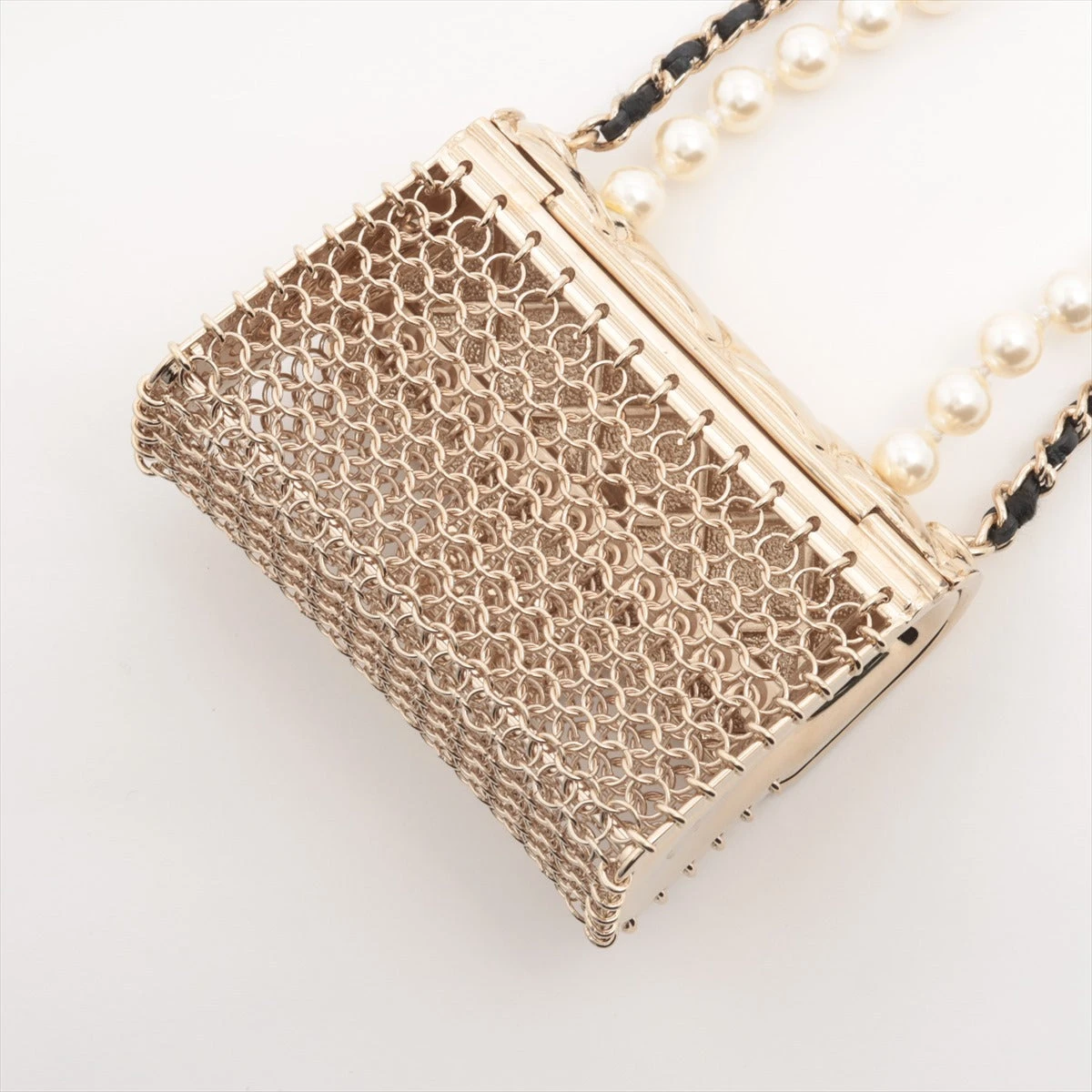 シャネル マトラッセ B21S ネックレス GP×フェイクパール×革 ゴールド